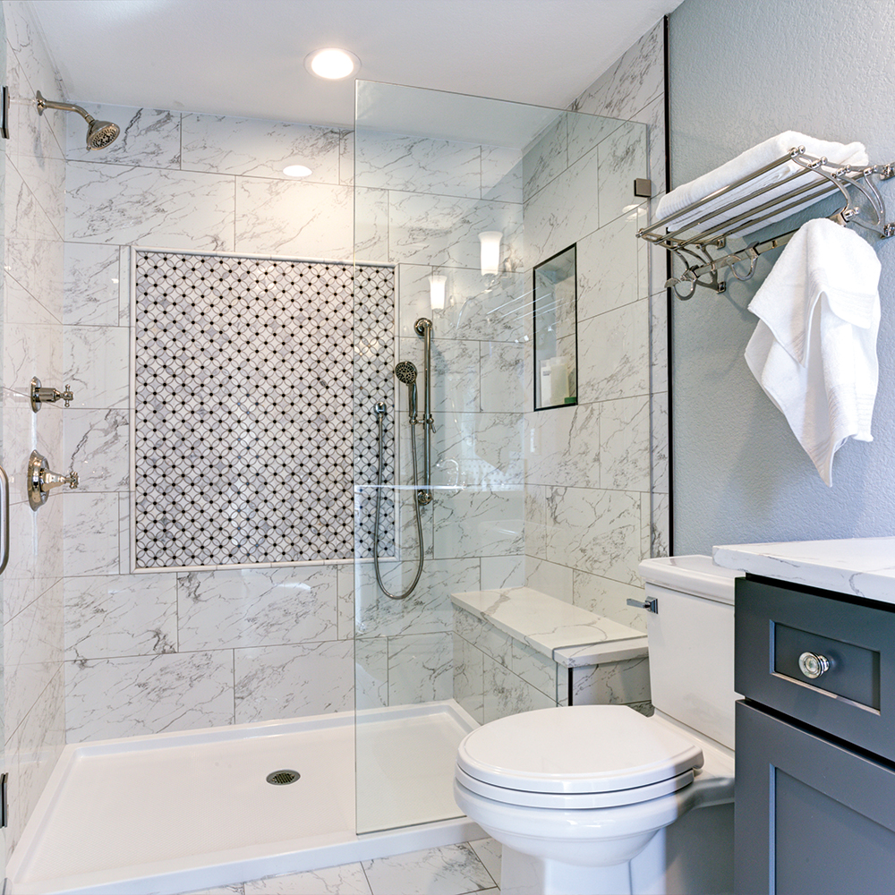 Bathroom Renovations Vancouver, a newly tiled bathroom