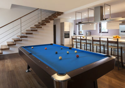 Renovated basement with entertainment pool table